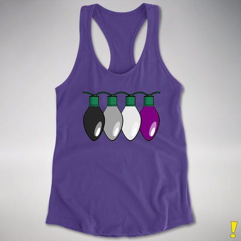 Asexual Pride Christmas Lights Racerback Tank - Purple